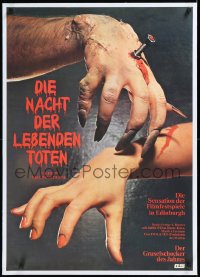 1a0050 NIGHT OF THE LIVING DEAD linen German 1971 George Romero classic, different zombie hand c/u!