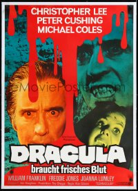 1a0051 SATANIC RITES OF DRACULA linen German 1974 great images of vampire Christopher Lee!