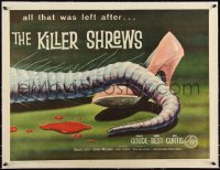 1a0074 KILLER SHREWS linen 1/2sh 1959 classic art of all that was left after the monster attack!