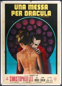 1a0011 TASTE THE BLOOD OF DRACULA linen Italian 1p 1971 Nistri art of vampire Christopher Lee & naked girl!