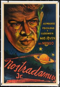 1a0036 NOSTRADAMUS JR linen 29x44 Argentinean magic poster 1940s great Triano art, ultra rare!