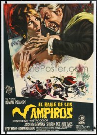 1a0037 FEARLESS VAMPIRE KILLERS linen Spanish 1968 Roman Polanski, great wacky horror art by Escobar!