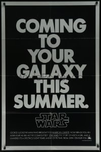 1a2652 STAR WARS teaser 1sh 1977 George Lucas, coming to your galaxy this summer, not foil!