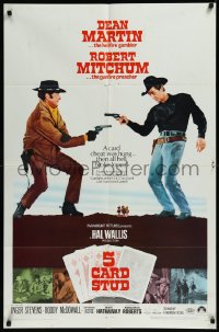 1b1084 5 CARD STUD 1sh 1968 Dean Martin & Robert Mitchum play poker & point guns at each other!