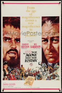 1b1089 AGONY & THE ECSTASY roadshow 1sh 1965 Terpning art of Charlton Heston & Rex Harrison!