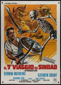 1b0767 7th VOYAGE OF SINBAD Italian 1p R1976 Harryhausen fantasy classic, different monster art!