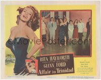 1b1927 AFFAIR IN TRINIDAD LC 1952 great image of sexiest Rita Hayworth dancing for Glenn Ford!