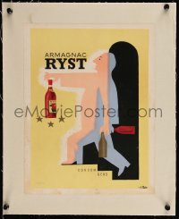1b0037 RYST-DUPEYRON linen 10x13 French advertising poster 1943 Raymond Savignac art for armagnac!