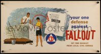 1b0031 YOUR ONE DEFENSE AGAINST FALLOUT 11x21 special poster 1959 family fallout shelter art, rare!