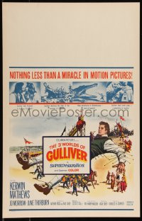 1b1451 3 WORLDS OF GULLIVER WC 1960 Ray Harryhausen fantasy classic, art of giant Kerwin Mathews!