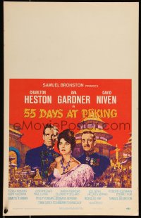 1b1453 55 DAYS AT PEKING WC 1963 Terpning art of Charlton Heston, Ava Gardner & David Niven!