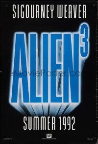 1c1002 ALIEN 3 int'l teaser DS 1sh 1992 Sigourney Weaver, 3 times the danger, different design!
