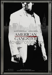 1c1005 AMERICAN GANGSTER teaser DS 1sh 2007 close-up of Russell Crowe, Ridley Scott directed!