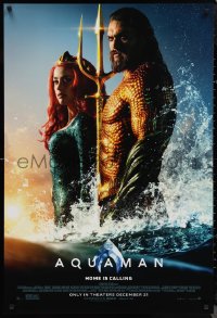 1c1012 AQUAMAN advance DS 1sh 2018 DC, Momoa in title role with sexy Amber Heard, home is calling!