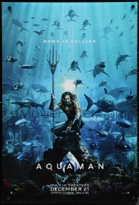 1c1010 AQUAMAN teaser DS 1sh 2018 DC, Jason Momoa in title role with great white sharks and more!