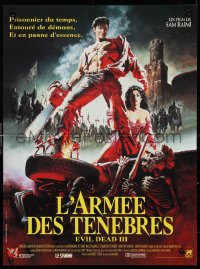 1c0506 ARMY OF DARKNESS French 16x21 1992 Sam Raimi, great art of Bruce Campbell w/chainsaw hand!