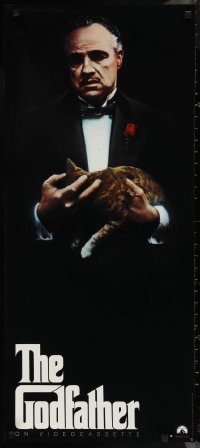 1c0080 GODFATHER 17x38 video poster R1991 Marlon Brando & cat in Francis Ford Coppola crime classic