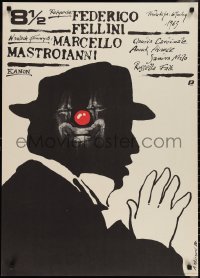 1c0723 8 1/2 Polish 27x37 R1989 Federico Fellini classic, cool different art by Andrzej Pagowski!