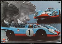 1c0023 GULF PORSCHE 917 2-sided 24x34 Swiss advertising poster 1970s Jo Siffert & schematic of racer!