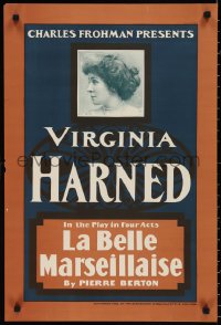 1c0016 LA BELLE MARSEILLAISE 20x29 stage poster 1903 Virginia Harned, produced by Charles Frohman!