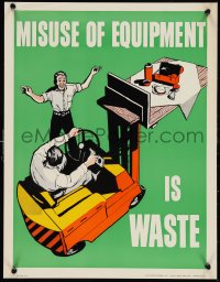 1c0070 MISUSE OF EQUIPMENT IS WASTE 17x22 motivational poster 1950s Elliott Service Company!