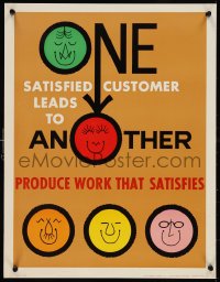 1c0071 ONE SATISFIED CUSTOMER LEADS TO ANOTHER 17x22 motivational poster 1950s Elliott Service Company!