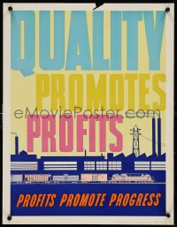 1c0074 QUALITY PROMOTES PROFITS 17x22 motivational poster 1950s Elliott Service Company!