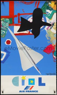 1c0008 AIR FRANCE 24x39 French travel poster 1981 Roger Bezombes art of Concorde SST!