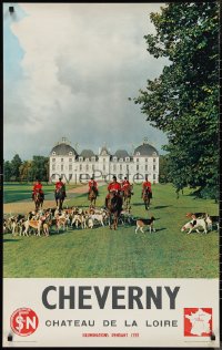 1c0009 CHEVERNY 25x39 French travel poster 1960s men preparing for fox hunt at Chateau de Cheverny!