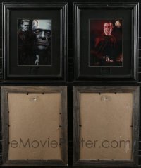 1d0039 LOT OF 2 FRAMED LIMITED EDITION ART PRINTS 1990s cool art of Frankenstein & Dracula!