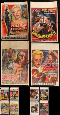 1d0055 LOT OF 12 FOLDED BELGIAN POSTERS 1950s-1960s great images from a variety of movies!