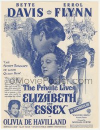1f0016 PRIVATE LIVES OF ELIZABETH & ESSEX Canadian herald 1939 Errol Flynn, Bette Davis, Curtiz
