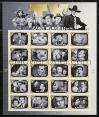 1f0052 EARLY TV MEMORIES stamp sheet + first day card 2008 I Love Lucy, Howdy Doody, 20 stamps!