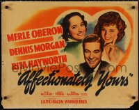 1g0871 AFFECTIONATELY YOURS style A 1/2sh 1941 Morgan between Rita Hayworth & Oberon, ultra rare!