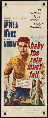 1g0959 BABY THE RAIN MUST FALL insert 1965 Steve McQueen in trouble & under Lee Remick's skin!