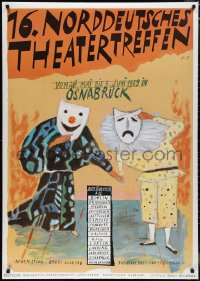 1g0015 16 NORDDEUTSCHES THEATERTREFFEN 33x47 German stage poster 1989 actors with theater masks!