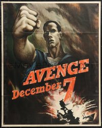 1g0412 AVENGE DECEMBER 7 22x28 WWII war poster 1942 attack on Pearl Harbor, Bernard Perlin art!