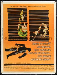 1h0882 ANATOMY OF A MURDER linen 30x40 1959 Otto Preminger, Saul Bass silhouette art, ultra rare!