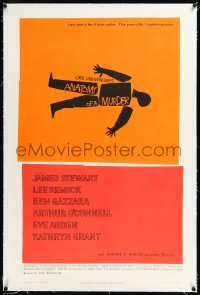 1h0906 ANATOMY OF A MURDER linen style B 1sh 1959 Otto Preminger, classic Saul Bass silhouette art!