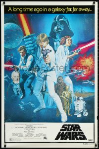 1h0600 STAR WARS Aust 1sh 1977 George Lucas classic sci-fi epic, great cast art by Tom Chantrell!