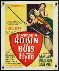 1h0618 ADVENTURES OF ROBIN HOOD 12x14 Belgian R1940s art of Errol Flynn & De Havilland, ultra rare!