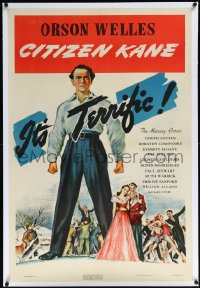 1h0995 CITIZEN KANE linen 1sh 1941 Orson Welles' masterpiece, he directed & starred, very rare!