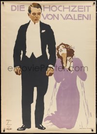 1h0023 DIE HOCHZEIT VON VALENI German 36x49 1914 Hohlwein art of bride begging groom, ultra rare!