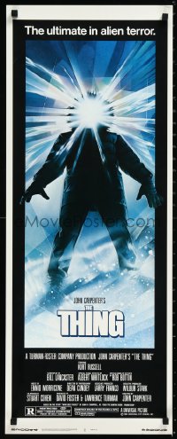 1h0471 THING insert 1982 John Carpenter, cool Drew Struzan art, the ultimate in alien terror, rare!