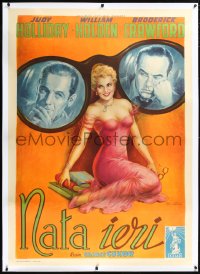 1h0139 BORN YESTERDAY linen Italian 1p 1951 Ballester art of Judy Holliday, Holden & Crawford, rare!