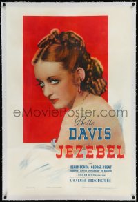 1h1150 JEZEBEL linen 1sh 1938 William Wyler, super c/u of southern belle Bette Davis, ultra rare!