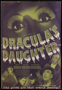 1h0200 DRACULA'S DAUGHTER pressbook 1936 vampire Gloria Holden is offspring of Dracula, ultra rare!