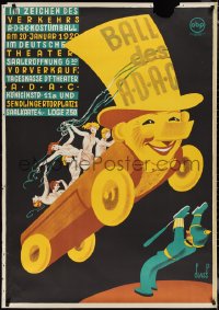 1h0012 ADAC KOSTUMBALL 1930 33x47 German special poster 1930 best surreal Franz Paul Glass car art!