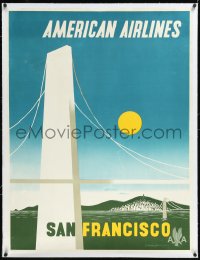 1h0664 AMERICAN AIRLINES SAN FRANCISCO linen 30x40 travel poster 1948 Edward M. Kauffer art, rare!