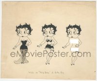 1j0073 BETTY BOOP 8x10 original magazine art 1954 her doing a striptease & completely naked, rare!